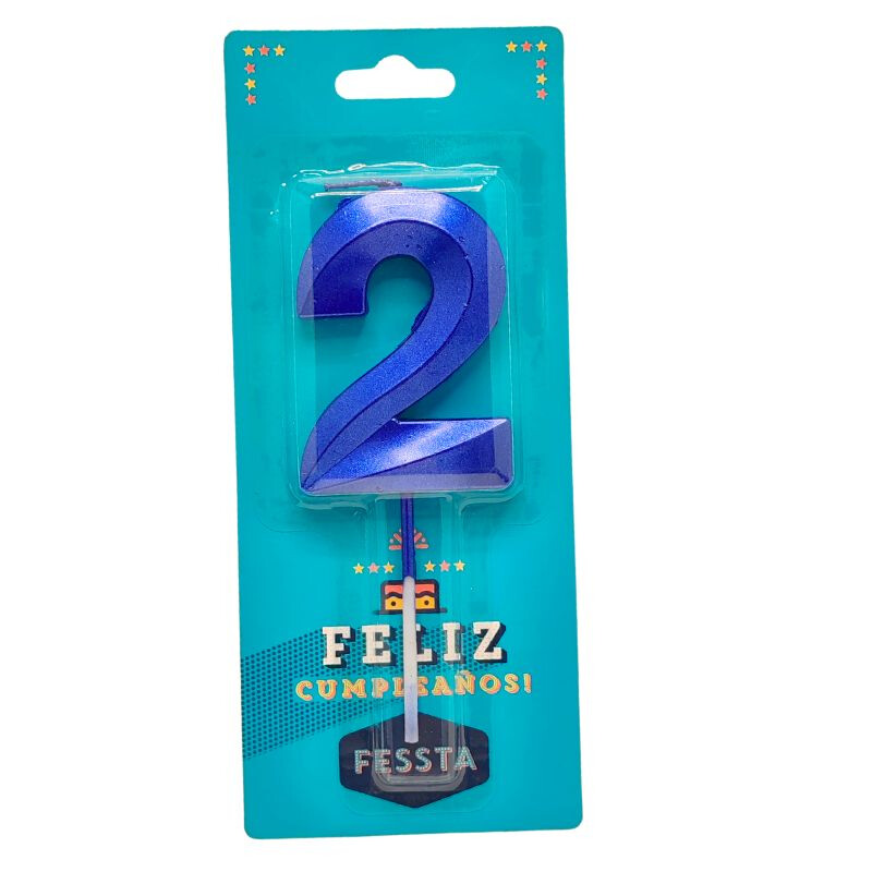Vela Número 3D Grande Azul DOS