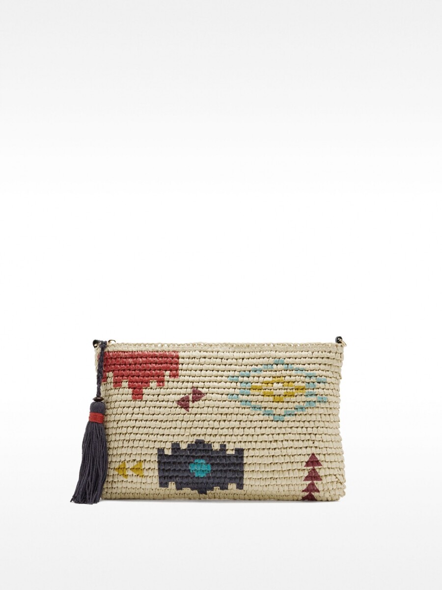 Bolso De Mano De Efecto Rafia Con Estampado Étnico natural