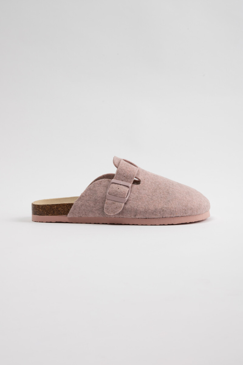 Zueco fieltro hebilla Rosa