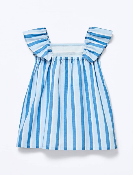BLUSA MANGA CORTA DE RAYAS AZUL