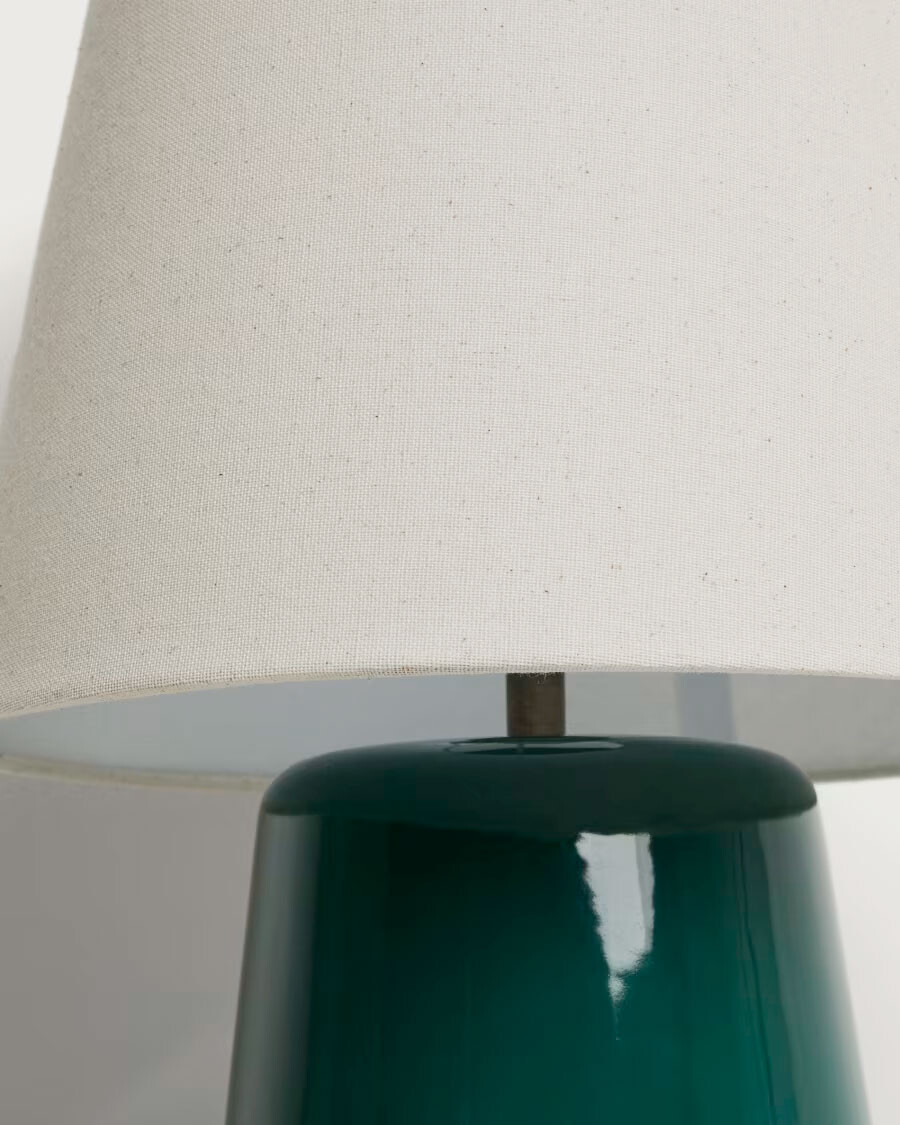 Lámpara de mesa Odra de cerámica crudo acabado brillante verde acabado brillante