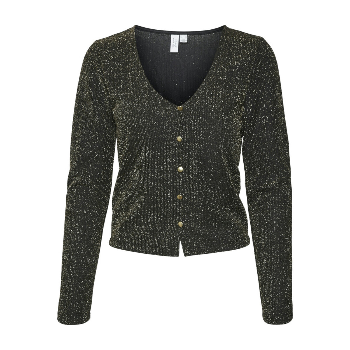 VMRITA L/S V-NECK TOP JRS BTQ - B-15 1 BLACK D. GOLD LUREX 