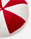 Almohadón redondo Odet de algodón blanco y rojo Ø 45 cm
