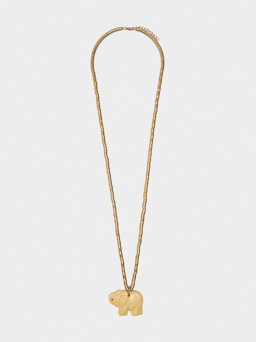 Collar Largo Colgante De Elefante beige
