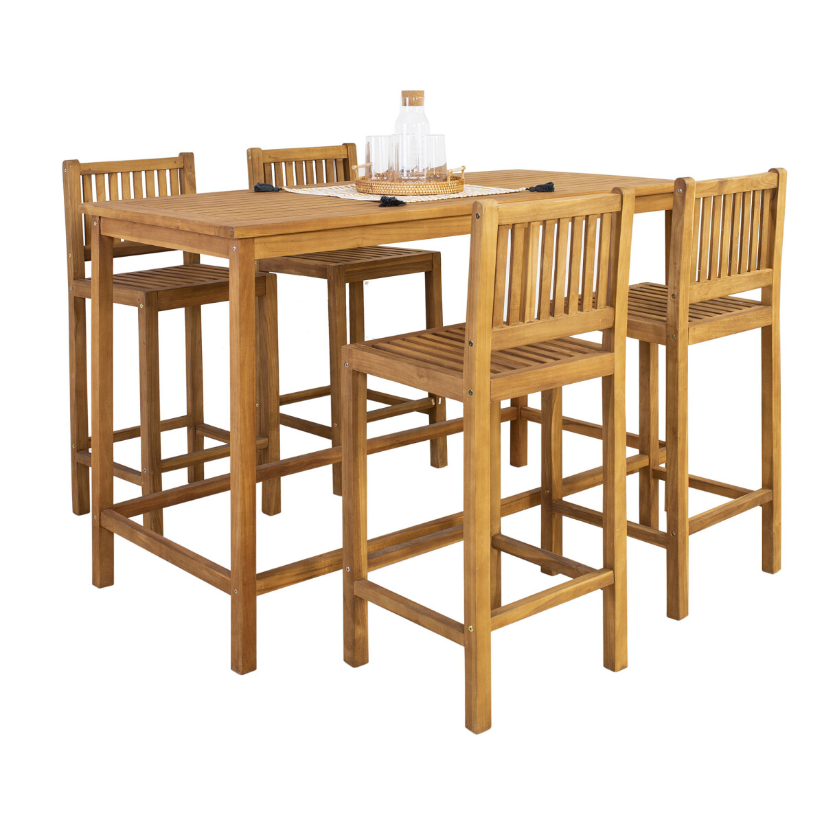 JUEGO DE COMEDOR - MADERA NATURAL-BEIGE CHELSEA 