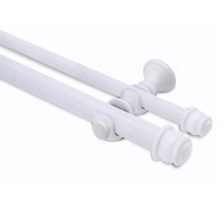 Barrote cortina doble de metal 2 m + 2 Soportes BLANCO