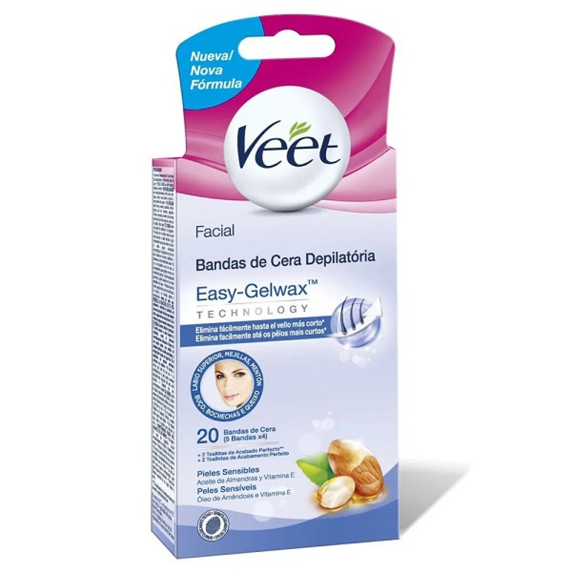 Facial Sensible Bandas Cera Depilatoria Facial Veet Cera - Main Image