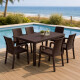 Juego de Jardín 6 Sillas Trend con apoya brazos + Mesa 90x150 MARRON