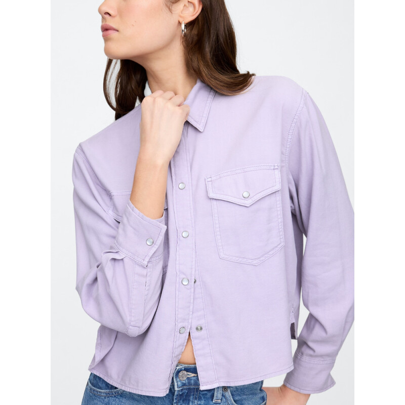 V-DENIM WESTERN CROPPED SHIRT - COLOR DUSTY LILAC