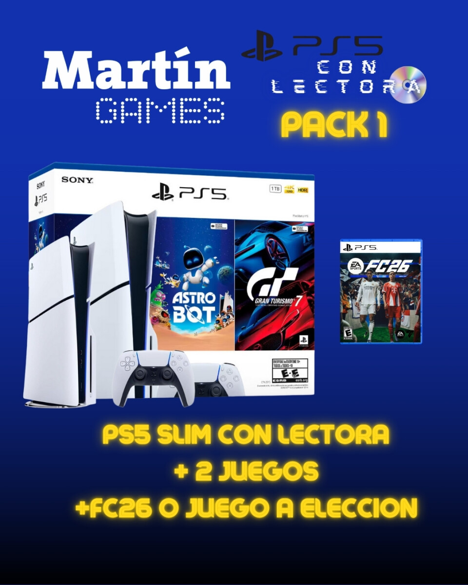 CONSOLA Playstation 5 PS5 SLIM CON LECTORA 0KM + ASTROBOT + GT7 + FC26 