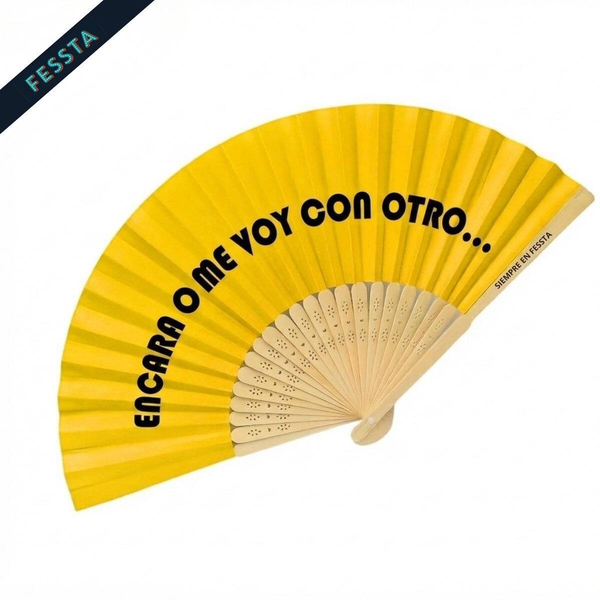 Abanico "Encara o me voy con otro" - Amarillo 
