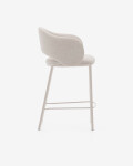 Taburete Maina de chenilla beige y patas de acero con acabado beige FSC Mix Credit 65 cm