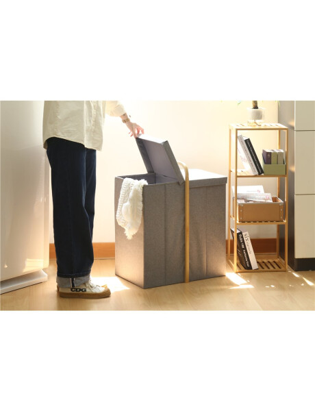 CESTO DE ROPA 2 DIVISIONES 50X36X65CM TELA GRIS CESTO DE ROPA 2 DIVISIONES 50X36X65CM TELA GRIS