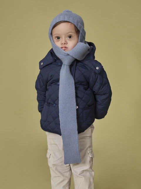 Gorro Bufanda Gris Azulado