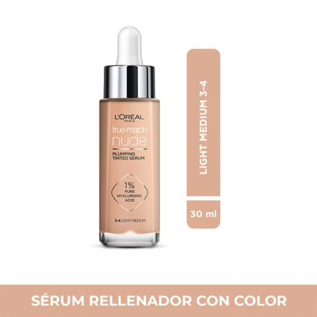 Serum L'Oréal Paris Ácido Hialurónico True Match Tinted Serum Light-Medium 3-4 Serum L'Oréal Paris Ácido Hialurónico True Match Tinted Serum Light-Medium 3-4