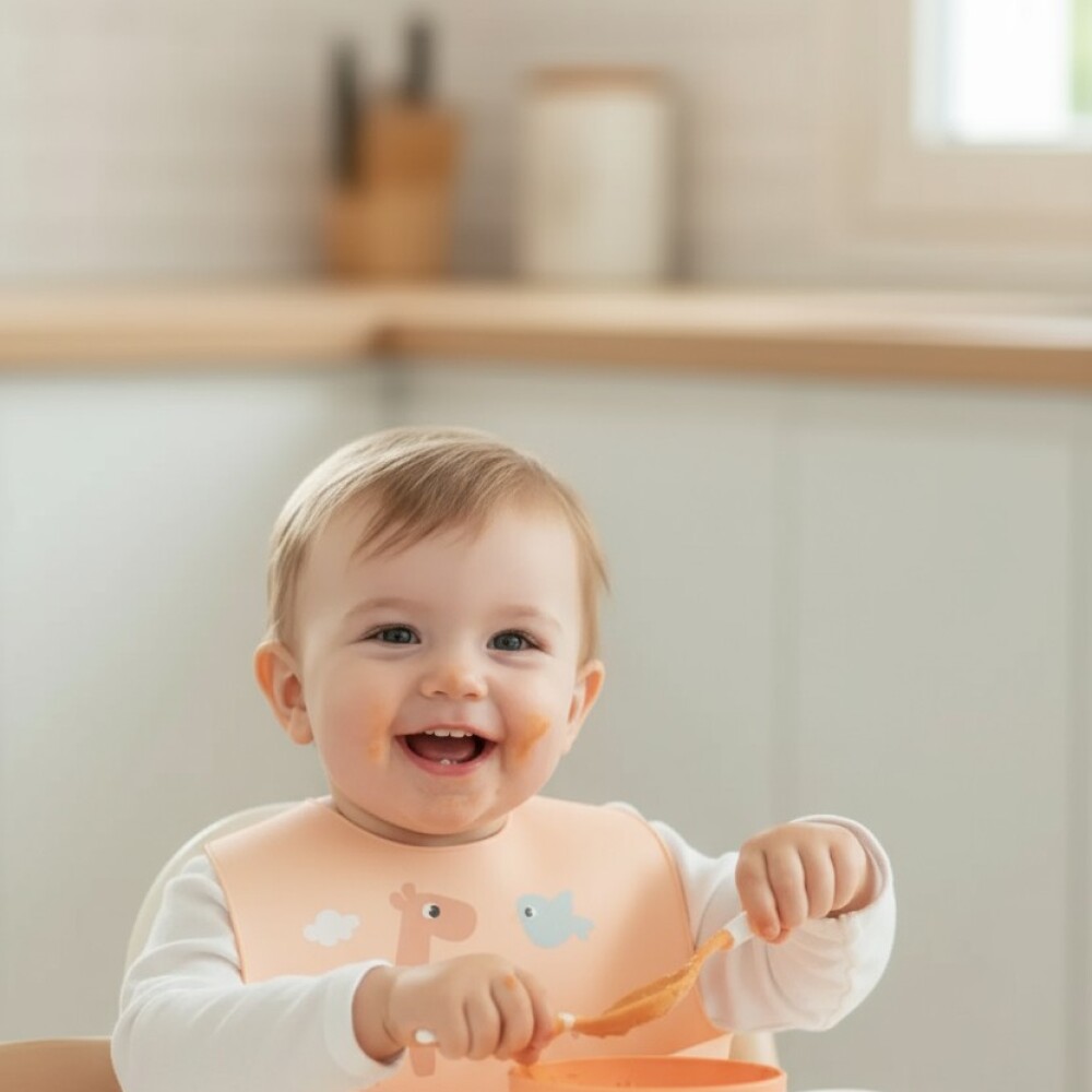 Babero silicona BUBA cloudy rosado