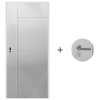 Puerta Desarmada Interior en MDF con Marco y Cerradura Lumax Blanca tramada Diseño Ankara Herraje Plateado