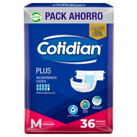 Cotidian Plus x36 pañales Talle M