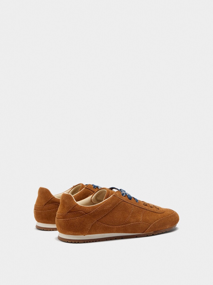 Zapatillas De Piel Monocromática camel