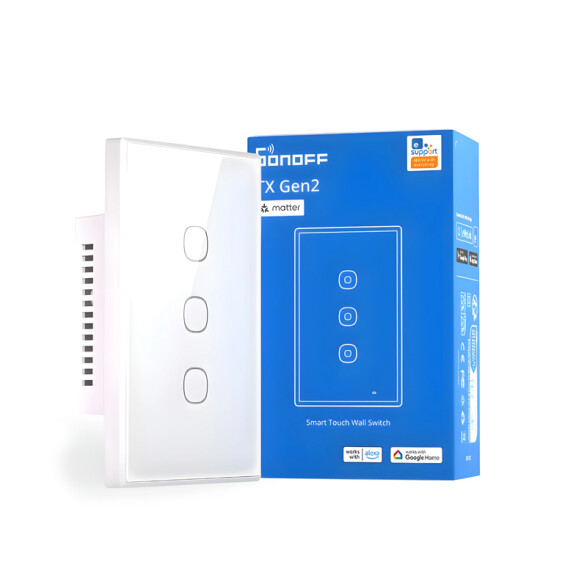 Plaqueta touch wifi "tx" 3 canales blanco matter SO0076