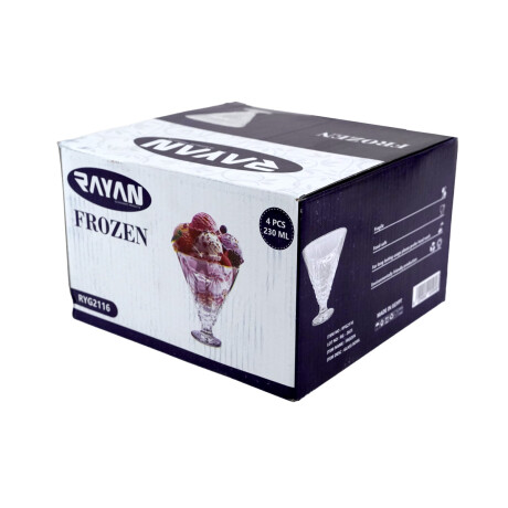 Set de 4 copas de vidrio labrado para helado 230ml Set de 4 copas de vidrio labrado para helado 230ml