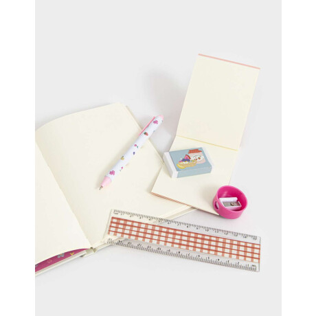 Set De Librería En Estuche De Mesh Con Strap Y Charm Combinacion Multicolor