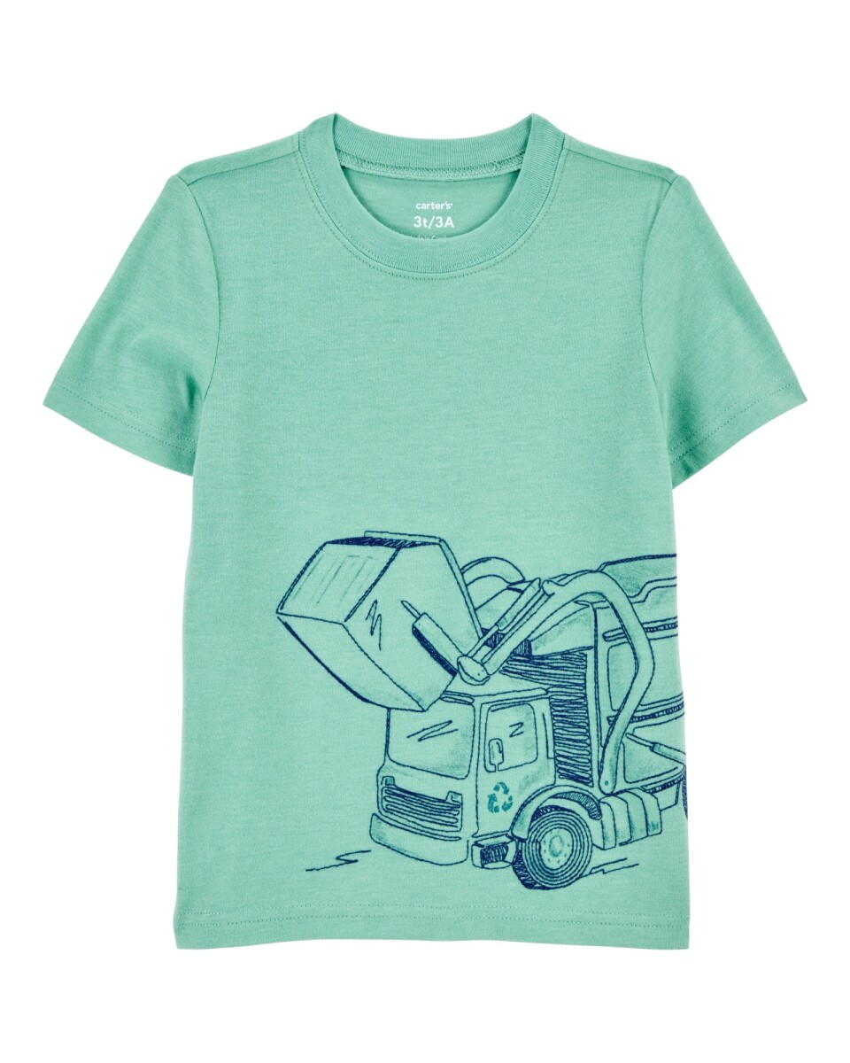 Remera de algodón, manga corta, estampa reciclador 