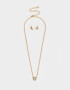 Bijouterie Set Set De Aros Pasantes Y Cadena Bañado Oro - Dorado