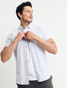 012672 CAMISA HARRINGTON LABEL Kaki / Blanco
