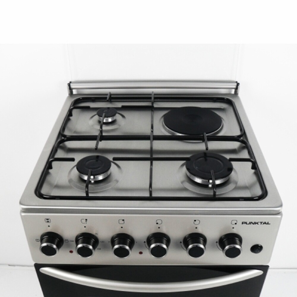 COCINA INOX 3H + DISCO, HORNO ELÉCTRICO – ENCENDIDO - 50x55x83cm. acero inoxidable