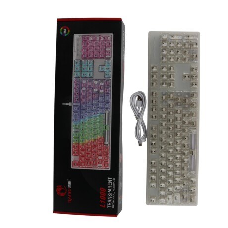 TECLADO MECÁNICO L1000 TRANSPARENTE CON LUCES RGB CON CABLE TECLADO MECÁNICO L1000 TRANSPARENTE CON LUCES RGB CON CABLE
