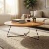 MESA DE CENTRO REDONDA - MADERA COLOR MIEL Y PIE EN METAL GRAFITO - 90cms MESA DE CENTRO REDONDA - MADERA COLOR MIEL Y PIE EN METAL GRAFITO - 90cms
