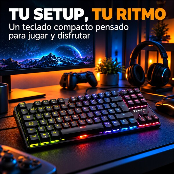 Teclado Gamer Mecánico RGB Xtrike Me GK-989B Anti-ghosting Color Negro