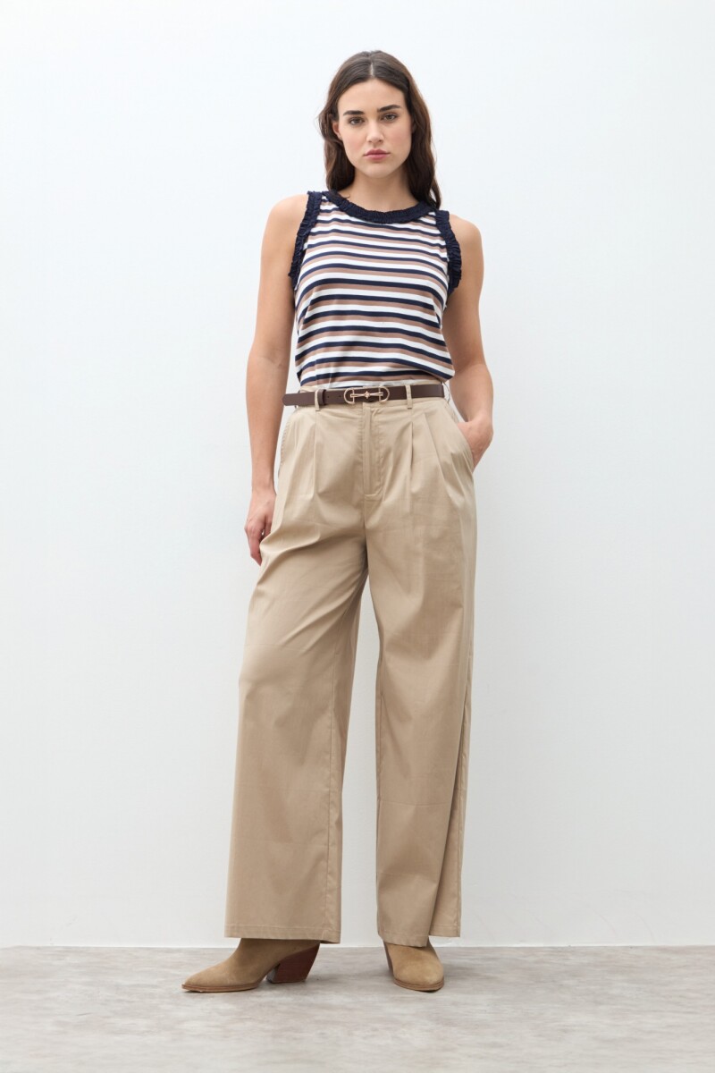 Pantalón pinzado - beige 