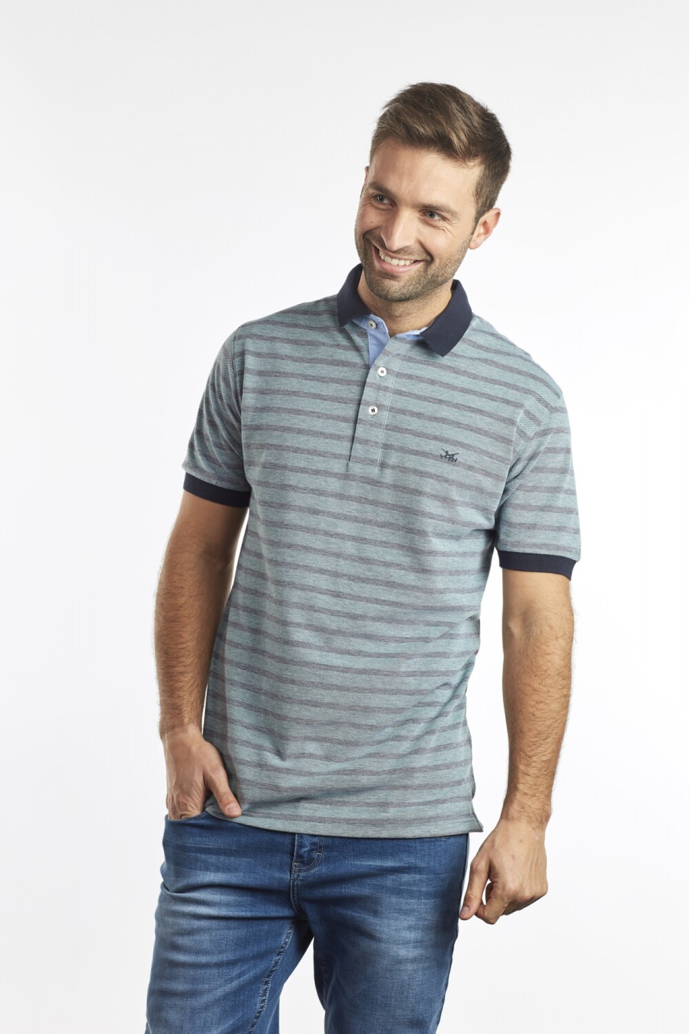 Polo Pique Rayada Verde