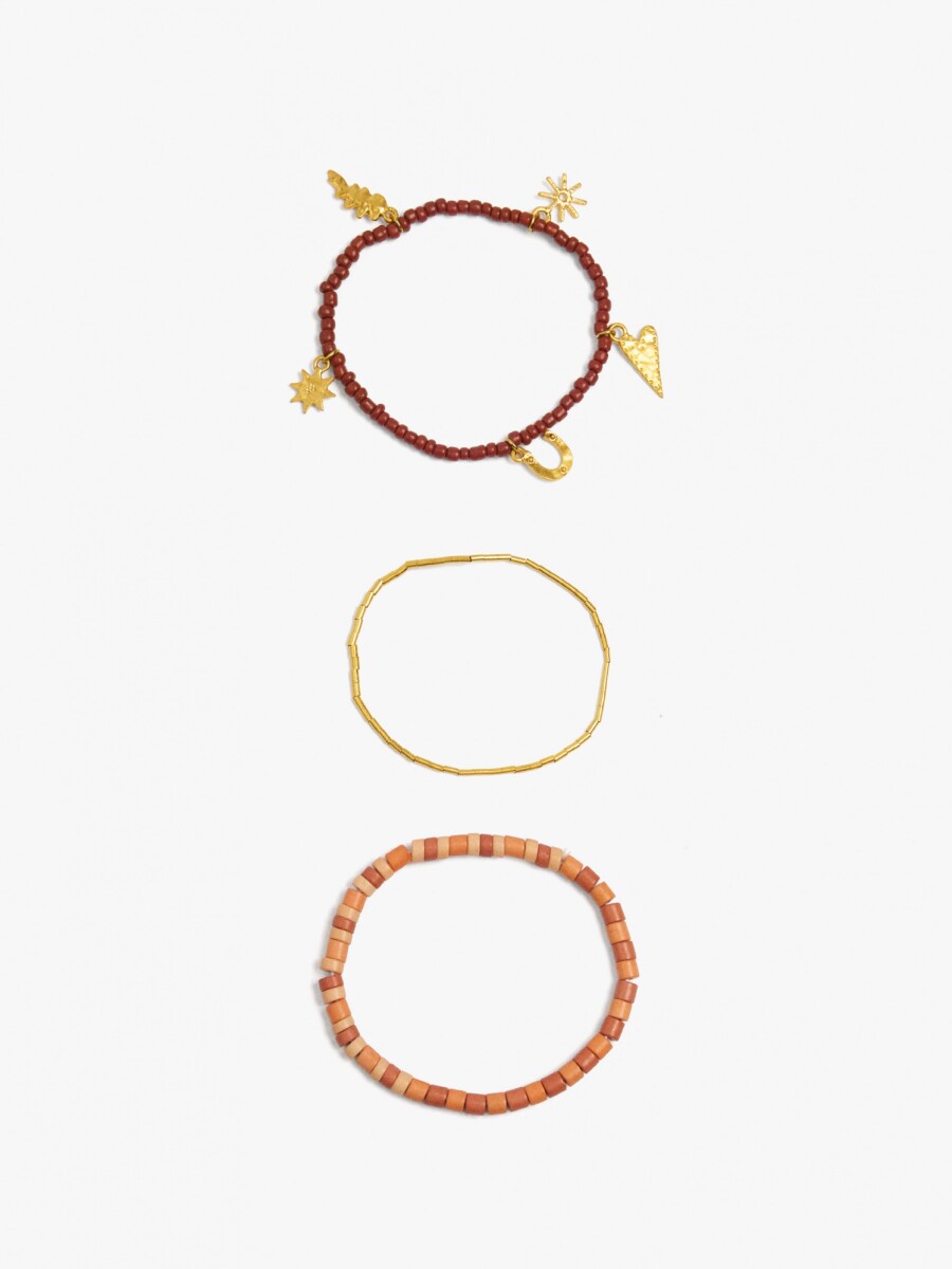 Set De Pulseras Elásticas Con Cuentas multicolor