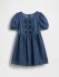 SS DNM PUFF SLV BOW DRS DARK WASH