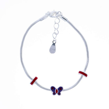 Pulsera De Plata 925 Con Esmalte Mariposa