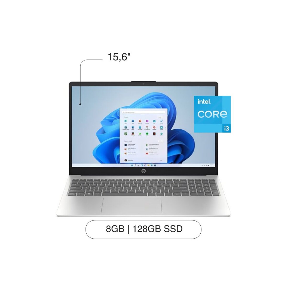 Notebook HP 15-FD0113DX 15,'' HD 128GB / 8GB RAM I3-N305 W11 - Silver 
