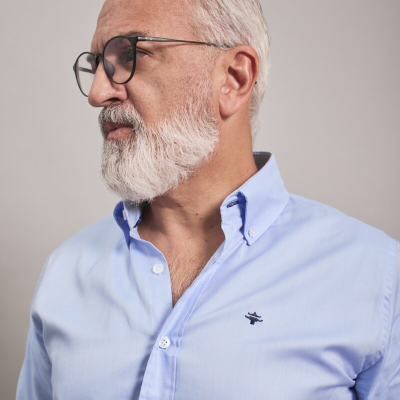 CAMISA OXFORD CELESTE
