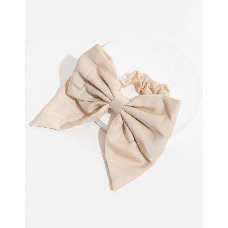 Scrunchie Con Moño. Blanco Crema