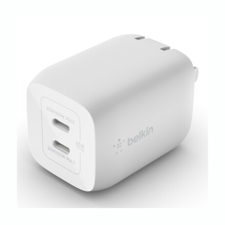 Adaptador Dual USB-C BELKIN WCH013DQWH 65W Carga Rápida Adaptador Dual USB-C BELKIN WCH013DQWH 65W Carga Rápida