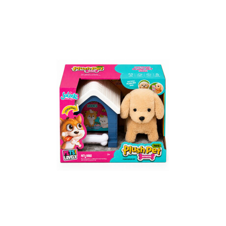 Perrito de peluche con casita y accesorios Beige