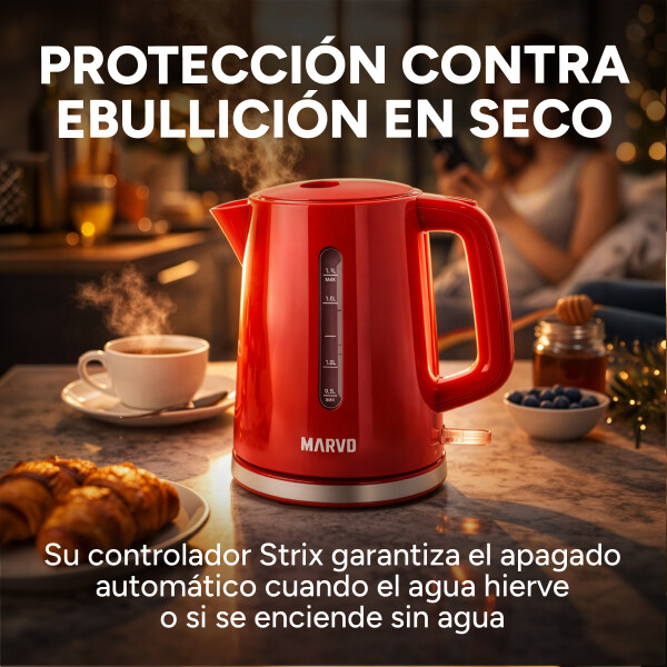 Jarra Electrica Marvo 1.7 Litros Corte Automatico Hervidor Variante Color Rojo