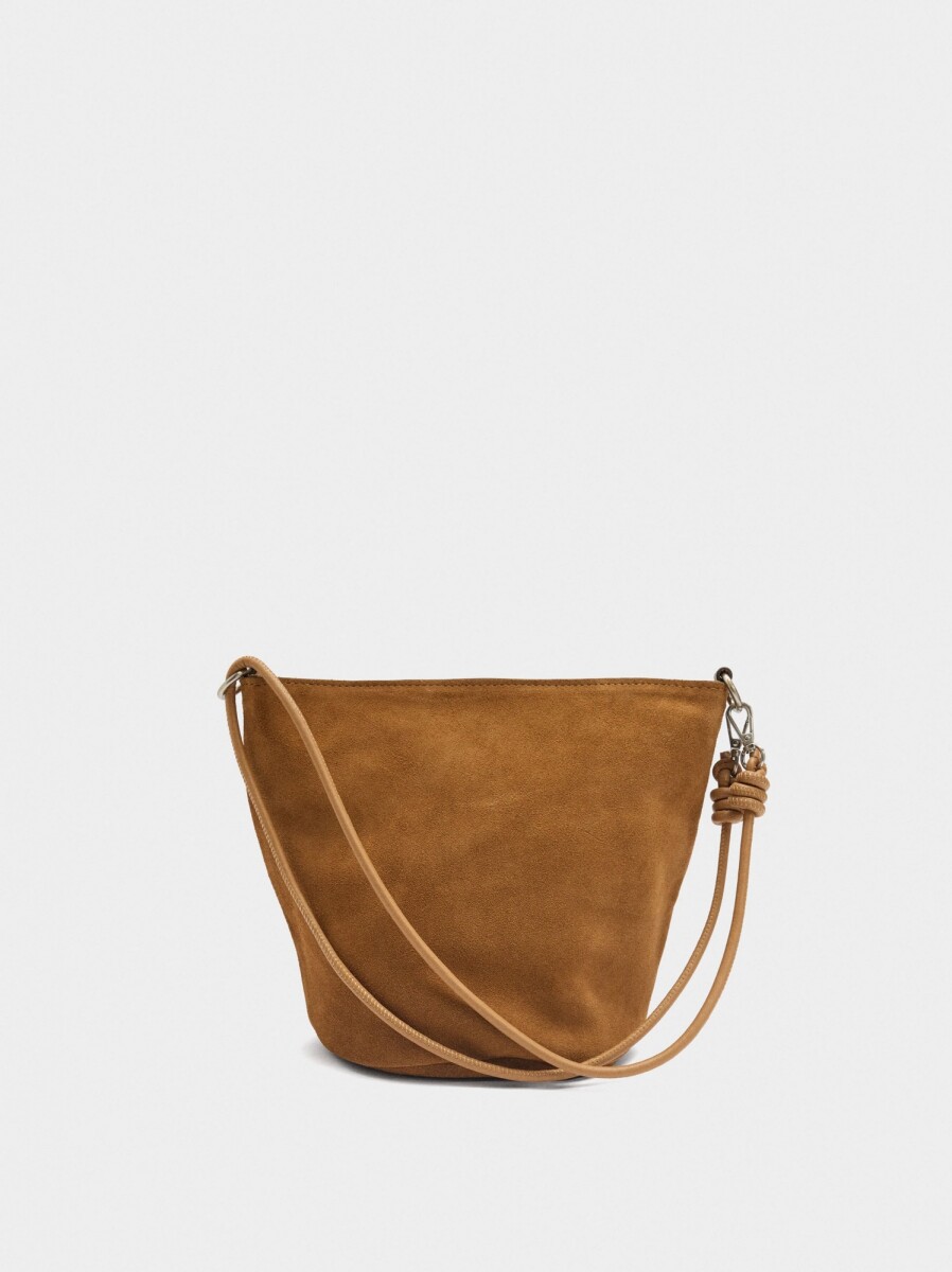 Bolso Bucket De Piel Con Bandolera - camel 