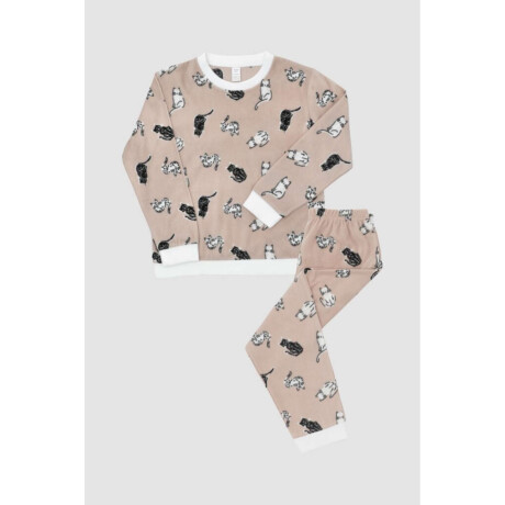 Pijama infantil cat nap american Beige
