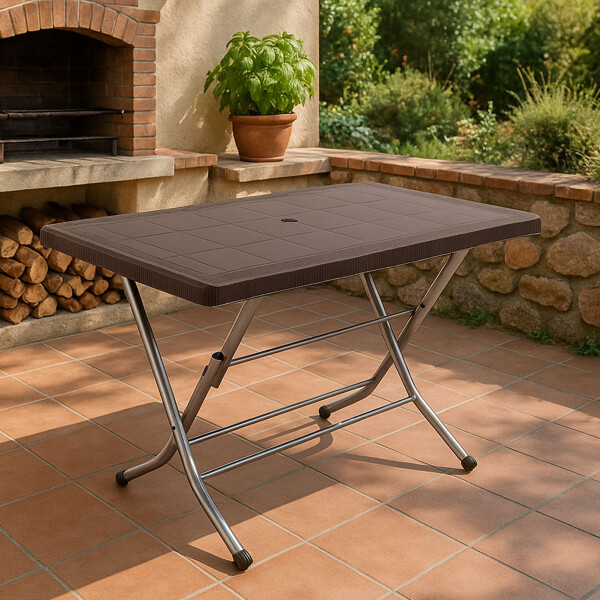 Mesa plegable de exterior Marrón