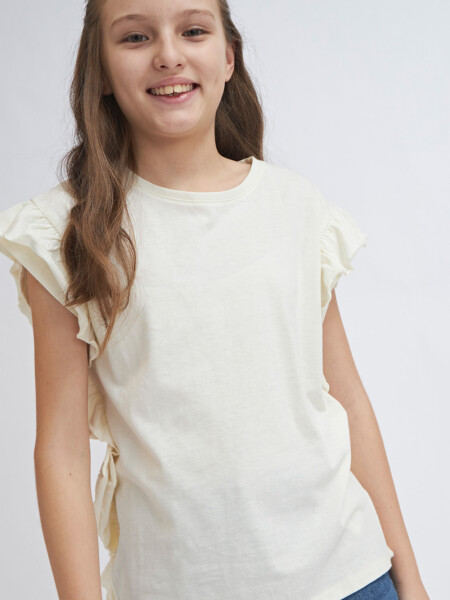 Camiseta sin mangas volados - Blanco