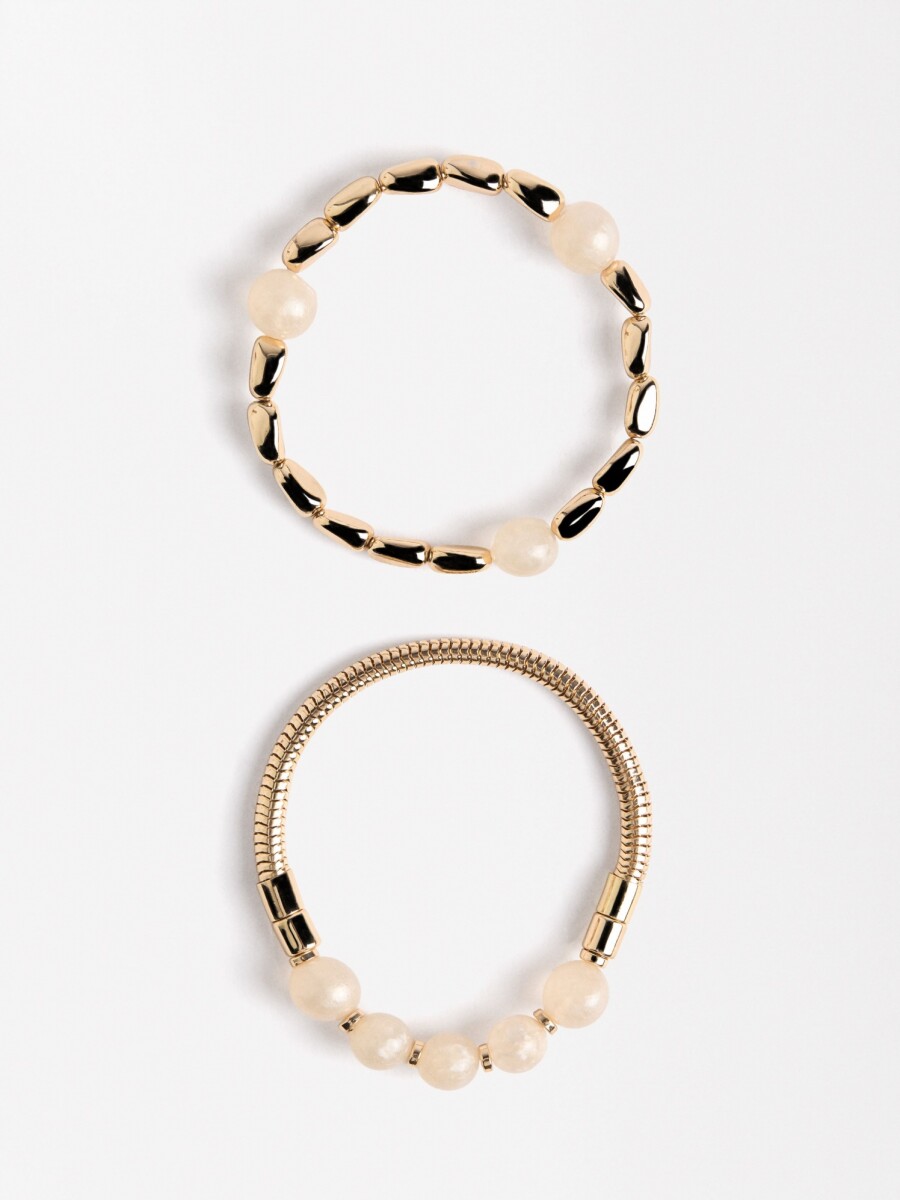 Set De Pulseras Elásticas Con Resina beige