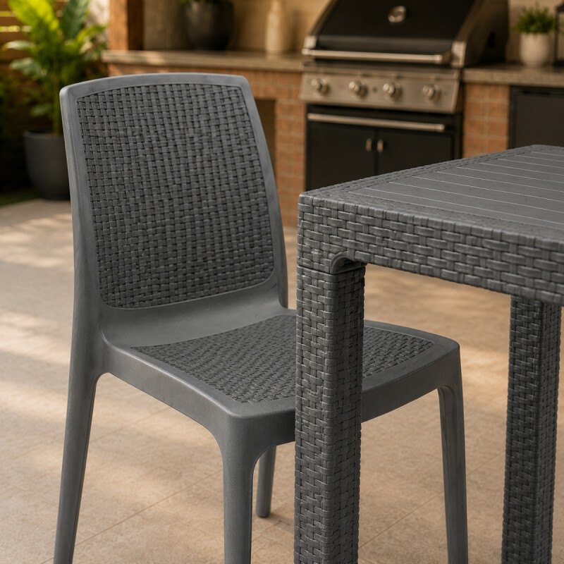 Juego de jardín 4 sillas Natura + mesa 90x90 GRIS